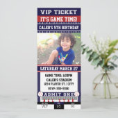 HONKBAL Blauw & Wijnrood TICKET FOTO Uitnodiging (Staand voorkant)