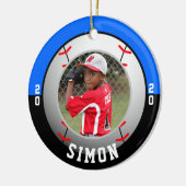 Honkbal blauw-zwarte teamkleuren keramisch ornament (Links)