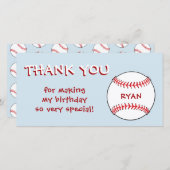 Honkbal Blauwe Verjaardag Jongen Bedankt Card (Voorkant / Achterkant)