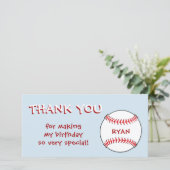 Honkbal Blauwe Verjaardag Jongen Bedankt Card (Staand voorkant)