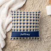 Honkbal, Blue Personalized Name Square Kussen (Deken)