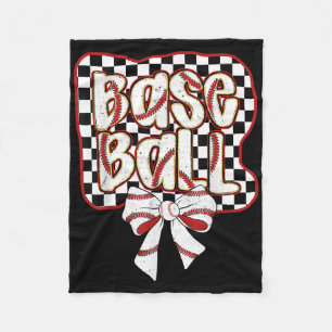 Honkbal Boog Coquette Grappige Honkbal Fans Geruit Fleece Deken