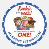 Honkbal Boys 1e Verjaardag Sticker (Voorkant)