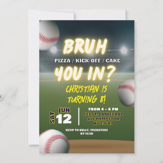 Honkbal brengt je in de tienerjongen verjaardag kaart (Voorkant)