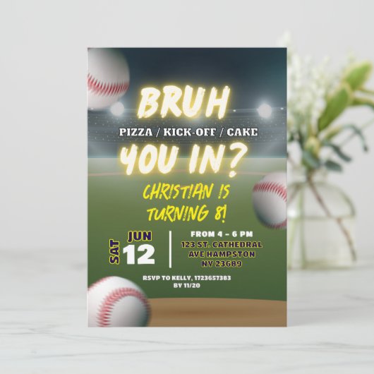 Honkbal brengt je in de tienerjongen verjaardag kaart (Staand voorkant)