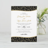 Honkbal Bruiloft Goud en Zwart Uitnodiging (Staand voorkant)