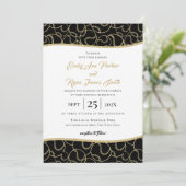 Honkbal Bruiloft Goud en Zwart Uitnodiging (Staand voorkant)