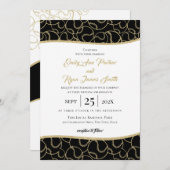 Honkbal Bruiloft Goud en Zwart Uitnodiging (Voorkant / Achterkant)