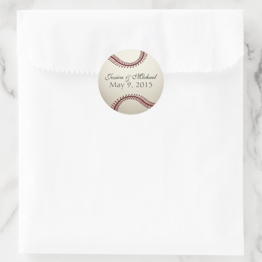 Honkbal bruiloft ronde sticker (Tas)