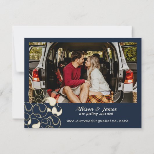 Honkbal bruiloft save the date (Achterkant)