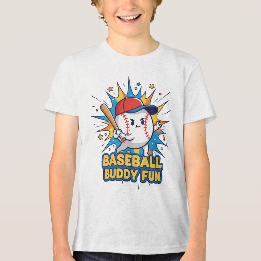 Honkbal Buddy Fun Tri-Blend Shirt (Voorkant)