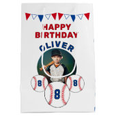 Honkbal Bunting Flags Kids Verjaardag Foto Medium Cadeauzakje (Achterkant)