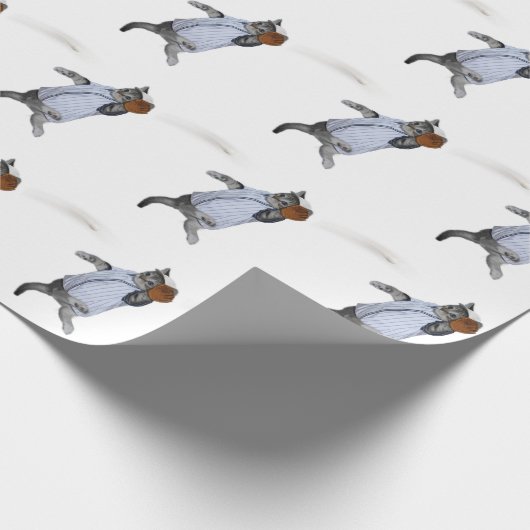 Honkbal Catcher Kitten Cadeaupapier (Hoek)