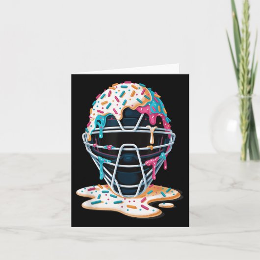 Honkbal Catcher Mask Ice Cream Dripping Baseball Kaart (Voorkant)