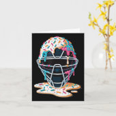 Honkbal Catcher Mask Ice Cream Dripping Baseball Kaart (Gele Bloem)
