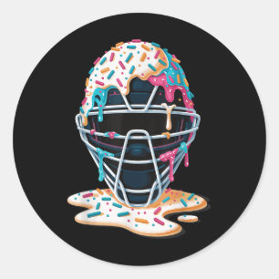 Honkbal Catcher Mask Ice Cream Dripping Baseball Ronde Sticker