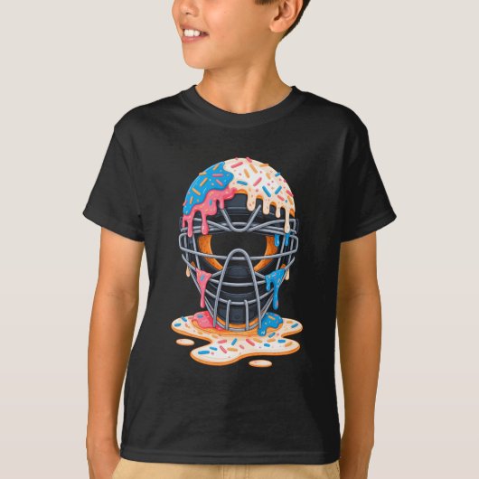 Honkbal Catcher Mask Ice Cream Dripping Baseball T-shirt (Voorkant)
