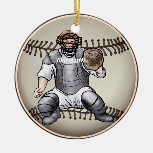 Honkbal Catcher ornament met eigen naam (Voorkant)