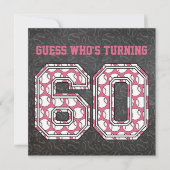 Honkbal Chalkboard Roze 60e Verjaardagsfeestje Kaart (Voorkant)