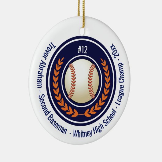 Honkbal Champion Player School Blue Keramisch Ornament (Rechts)