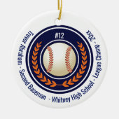Honkbal Champion Player School Blue Keramisch Ornament (Voorkant)