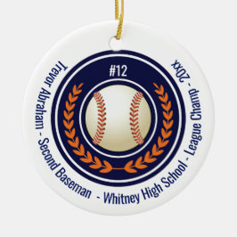 Honkbal Champion Player School Blue Keramisch Ornament