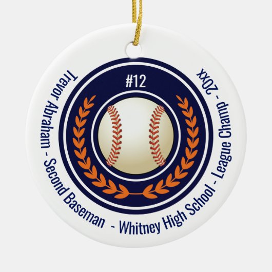 Honkbal Champion Player School Blue Keramisch Ornament (Voorkant)