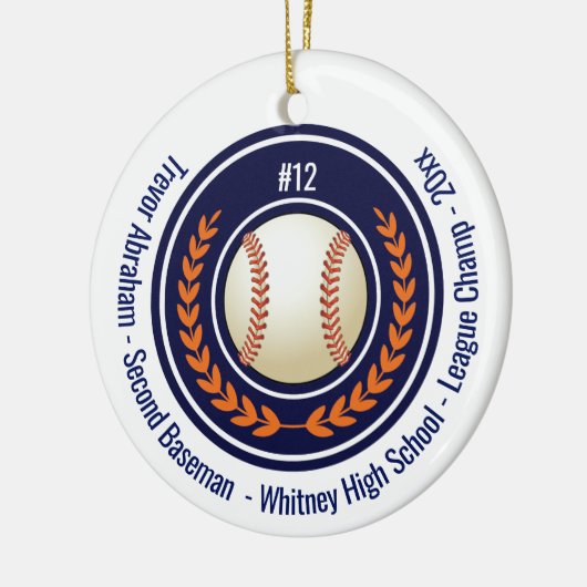 Honkbal Champion Player School Blue Keramisch Ornament (Links)