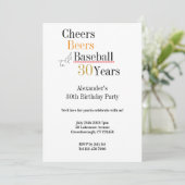 Honkbal Cheers en Beers 30ste Verjaardag Party Kaart (Staand voorkant)