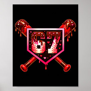 Honkbal chocolade drip 67 Valentijn liefde matchin Poster