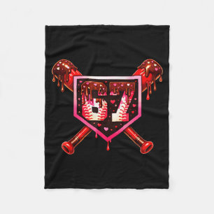 Honkbal chocolade drip 67 valentijnsdag liefde mat fleece deken