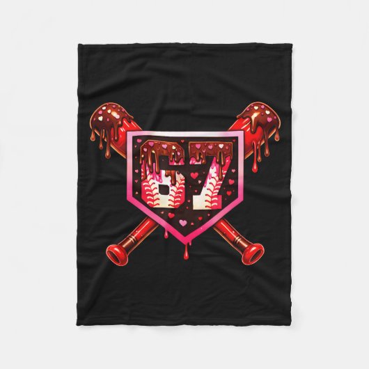 Honkbal chocolade drip 67 valentijnsdag liefde mat fleece deken (Voorkant)