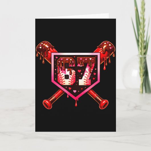 Honkbal chocolade drip 67 valentine liefde matchin kaart (Voorkant)
