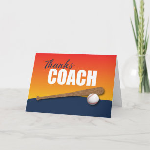 Honkbal Coach Bedankt op blauw en Sinaasappel Kaart