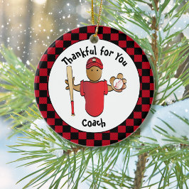 Honkbal Coach Cartoon Etnisch Bedank Geschenk  Keramisch Ornament