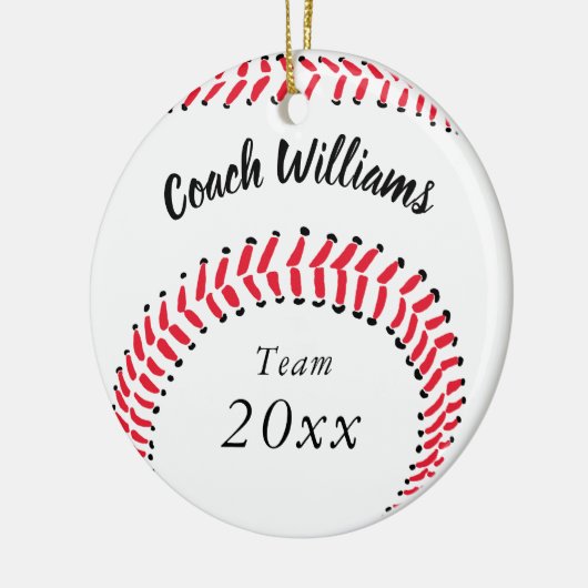 Honkbal Coach Gepersonaliseerde Kerstmis Keramisch Ornament (Links)