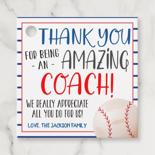 Honkbal Coach Gift Label (Voorkant)