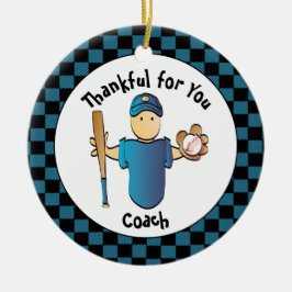 Honkbal Coach Mannelijke Cartoon Bedankt Kerst Keramisch Ornament