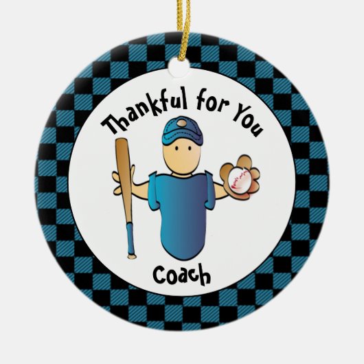 Honkbal Coach Mannelijke Cartoon Bedankt Kerst Keramisch Ornament (Voorkant)