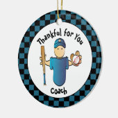 Honkbal Coach Mannelijke Cartoon Bedankt Kerst Keramisch Ornament (Links)