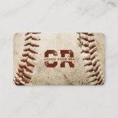 Honkbal Coach Monogram Rustieke Honkbal Initialen Visitekaartje (Voorkant)