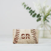 Honkbal Coach Monogram Rustieke Honkbal Initialen Visitekaartje (Staand voorkant)
