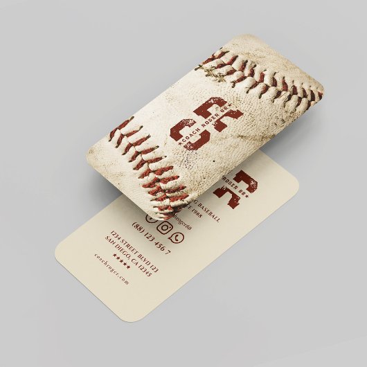 Honkbal Coach Monogram Rustieke Honkbal Initialen Visitekaartje