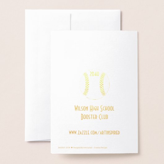 Honkbal Coach of Sponsor Dank u Banket Kaart (Met envelop)