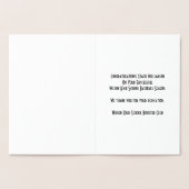 Honkbal Coach of Sponsor Dank u Banket Kaart (Binnen)