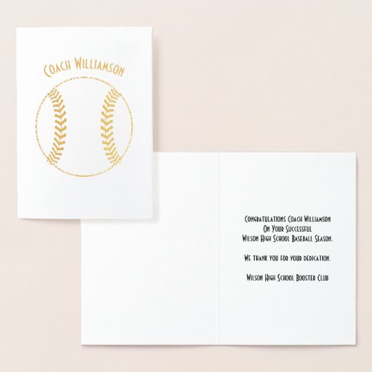 Honkbal Coach of Sponsor Dank u Banket Kaart (Display)