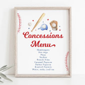 Honkbal Concessies Stand Verjaardag Menu Poster