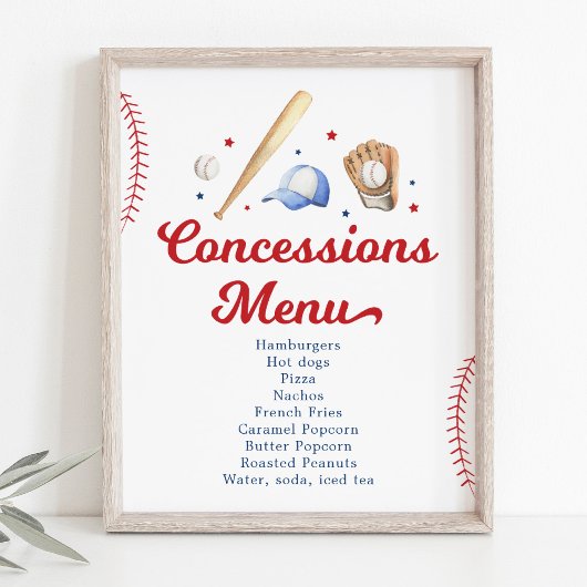 Honkbal Concessies Stand Verjaardag Menu Poster