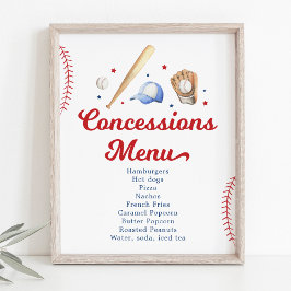 Honkbal Concessies Stand Verjaardag Menu Poster