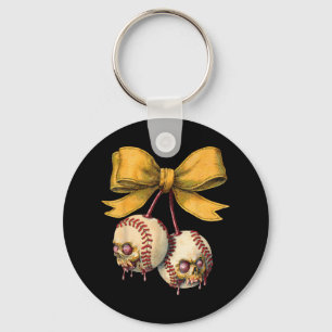 Honkbal Coquette Bow Game Day Halloween Vrouwen Me Sleutelhanger